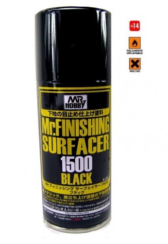MR.FINISHING SURFACER-IMPRIMACION NEGRA GRANO 1500, 170 ML