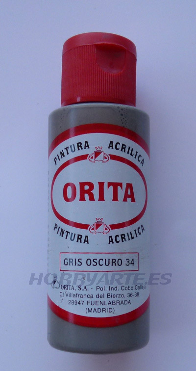 GRIS OSCURO 34, PINTURA ACRILICA ORITA 60 ML